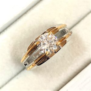 K18 18金 Pt900 プラチナ900 コンビ ダイヤ リング